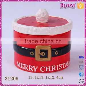 Round Shaped Ceramic Christmas Candy Jar With Lid thumbnail-1