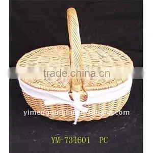 100% Handmade Cheap Willow Wicker Basket With Handle thumbnail-1