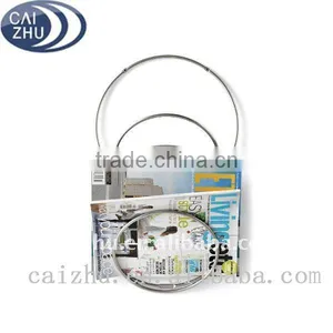 Chrome Wire Wall Mounted Magazine Rack thumbnail-1