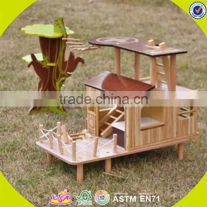2017 New Products Indoor Children Toys Wooden Treehouse Dollhouse W03B059 thumbnail-1