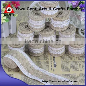 Natural Jute Hessian Burlap Ribbon With Lace Edge Wholesale thumbnail-1