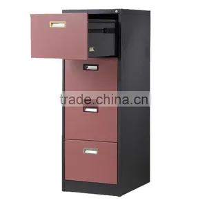 Office Funture 4 Drawer Vertical Cold Rolled Steel Filing Cabinet With Lock Key thumbnail-3