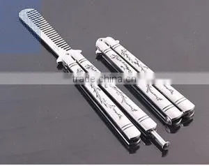 Wholesales Sliver Comb Multi Function Stainless Steel Trainer Tool Butterfly Comb thumbnail-3