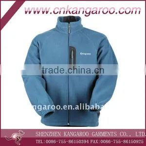 Men Polyester Fleece Softshell Outdoor Casual Jacket With Zipper Front, Blue Fleece Jacket thumbnail-1