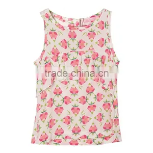 Girl Sleeveless Diamond Pineapple Pattern Shirt thumbnail-1