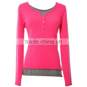 KNITTED WOMEN LONG SLEEVE ROUND NECK BASIC 100%CASHMERE PULLOVER thumbnail-2
