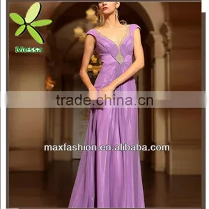 Stylish European Style Maxi Ball Gown Dresses,Deep V Neck Beaded Long Maxi Dress thumbnail-1