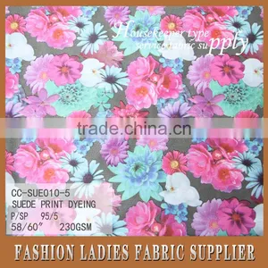 New Design Suede Print Dyeing With Florals for Girl's Garment thumbnail-1
