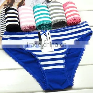 Front Cute Strie Printing Sexy Lingerie Cotton Underwear Stock Wholesale Women Panty thumbnail-4