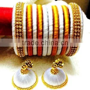 Stylish Handmade Silk Thread Jhumkas Earrings,Indian Fashion Jhumka Earrings,factory Direct Fashion Jewelry thumbnail-6