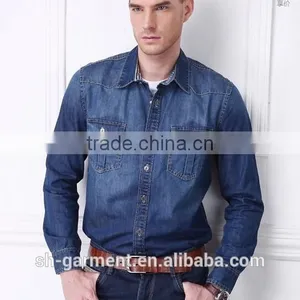 Mens Blue Denimshirt With Chest Pocket N02 thumbnail-5