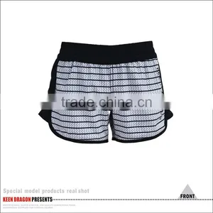 2016 NEW CROSSFIT BLACK AND WHITE STRIPE WOMENS' MMA SHORTS thumbnail-3