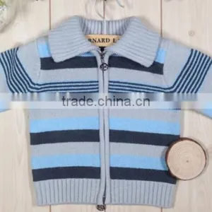 Striped Winter Baby Children Winter Zip up Wool Cardigan thumbnail-1