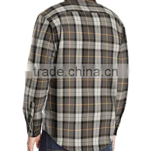 Factory OEM Customize Slim Fit Button Down Plaid Dress Shirt for Men thumbnail-6
