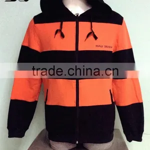 Classic Drawstring Stripe in Different Colors Zip-up Women Hooded Sweatshirts OEM Service thumbnail-1