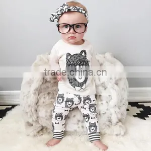New 2 Piece Baby Clothes Set Girl Pants Blouse Infant Clothing Newborn Baby Clothing Sets Boy Cotton Little Monster thumbnail-1