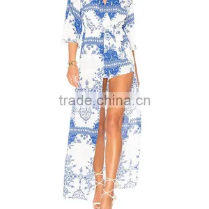 Most Popular 3/4 Sleeve Women Pant Dress Latest Printed Maxi Romper thumbnail-6