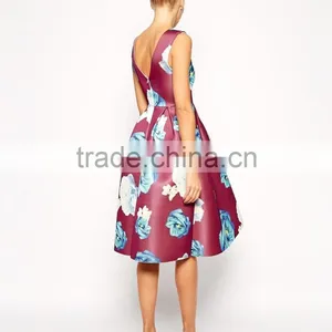 Premium Midi Dress in Bonded With Large Floral thumbnail-2