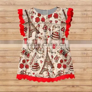 CH00260YIWU BOYA Cotton Milk Silk Dress Cotton Love de Paris New Fabric Pattern Kids Clothes Wearing Boutique Dresses thumbnail-1