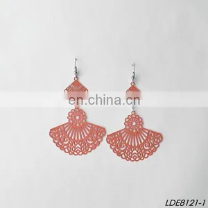 Filigree Earrings Metal Painting Fan Earrings thumbnail-6