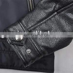 2017 New Fashion pu and Nylon Jacket for Man thumbnail-5