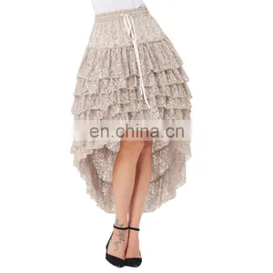 Belle Poque Women Ladies Amelia Steampunk Elastic Waist Ruffled Lace Cake Skirt BP000221-1 thumbnail-1