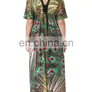 6029# Latest Fashion 2017 Peacock Fat Ladies Floral Printed Summer Casual Maxi Bohemian Maternity Dress Plus Size Women Clothing thumbnail-4