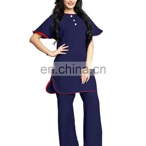 Womens 2017 Casual Party Wear Rayon Slab Kurti + Pyjama thumbnail-1