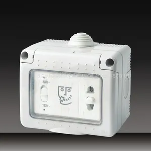 Waterproof Push Button Wall Switch Socket With Protected Cover thumbnail-5