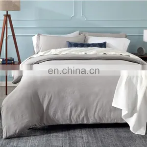 America Black Friday Sale Home Textile Manufacturer Plain Washed Microfiber Queen Blue Grey Bedding Cover Set thumbnail-5