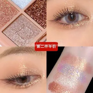 Nine Color Eye Shadow Pads, Pearl Waterproof, Portable Matte Flashing Flashing Powder, Small Plate Monochrome Mesh Red. thumbnail-2