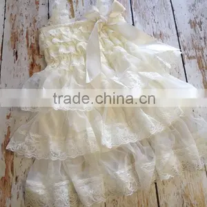 New Design Ivory Petti Lace Ruffle Dress , Baby Dress Pattern Flower Girl thumbnail-1