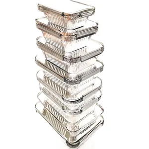 Fast Food Packing and Daily Food Storage Aluminum Foil Containers With Clear Plastic Lids thumbnail-5