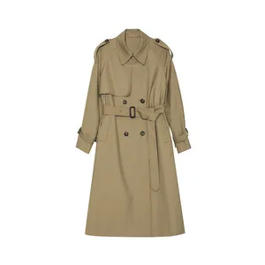 Sophisticated British-style Spring Minimalist Luxury Style Slim-Fitting Waist-Contouring Double-Button Women's Windbreaker Coat Blouse Spring Outfit thumbnail-5