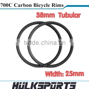 3K/UD Matt Carbon Bicycle Rim 38mm Tubular Carbon Bike Rim 700c Full Carbon Tubular Road Bicycle Rims Toray T700 Carbon Wheel thumbnail-1