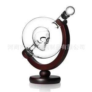 Novelty 3D Skull Inside Globe Whiskey Decanter, Handmade Lead-Free Crystal Glass Wine Decanter From China, Ideal for Home Bar, Restaurant Premium Gift thumbnail-1