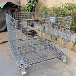 Galvanized Heavy Duty Folding Wire Mesh Container for Stainless Steel Food Storage thumbnail-2