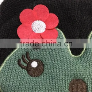 High Quality Custom Cute Animal Acrylic Knitted Winter Hat Beanie for Baby and Kid thumbnail-3