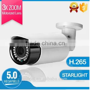 H.265 Security IP CCTV 5.0mp 3X Zoom Motorized Lens IR Varifocal Starlight Color Bullet Camera thumbnail-1