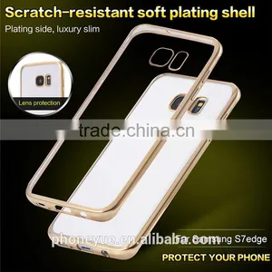 Luxury Rose Gold TPU Plating Plated Edge Soft Clear Case for Samsung S7 Edge thumbnail-1
