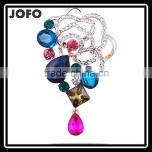 Colorful Fashion Jewelry Rhinestone Brooch Flower With Pin thumbnail-1