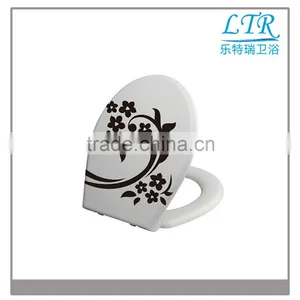 Printed Flower Toilet Seat With New Style Soft Close Toilet Hinges thumbnail-3