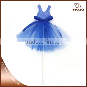 High Quality Cute Bule Girl Skirt With Bow and Grenading for Wedding Cake Toppers thumbnail-1