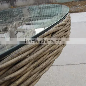NEW DINING WHITE ROUND RATTAN TABLE thumbnail-5