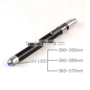 Custom 395nm 385nm Black Light Ultraviolet Aluminum Led uv Flashlight Pen thumbnail-2