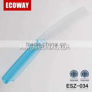 Hot Sale White and Blue Plastic Travel Pocket Comb Folding Hotel Bath Comb thumbnail-1