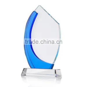Wholesale Clear Blue Glass Crystal Trophy Plaque thumbnail-1