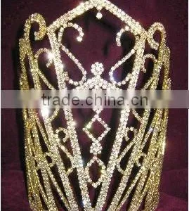 Latest Rhinestone and Crystal Custome Pageant Crowns Cap Tiara thumbnail-1