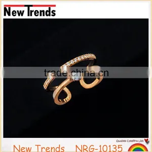 New Design Inlaid Zircon Rose Gold Simple Style Open Ring for Woman thumbnail-5