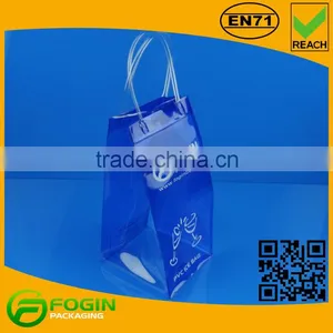 Durable Plastic PVC Water Resistant Chiller Cooler Wine Bottle Ice Bag With Tube Handles thumbnail-1